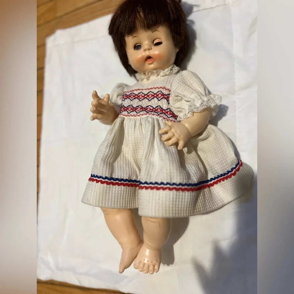 Vintage 1968 Affanbee Doll Rare Brown Hair Red Cheeks 18” Long - Picture 4 of 8